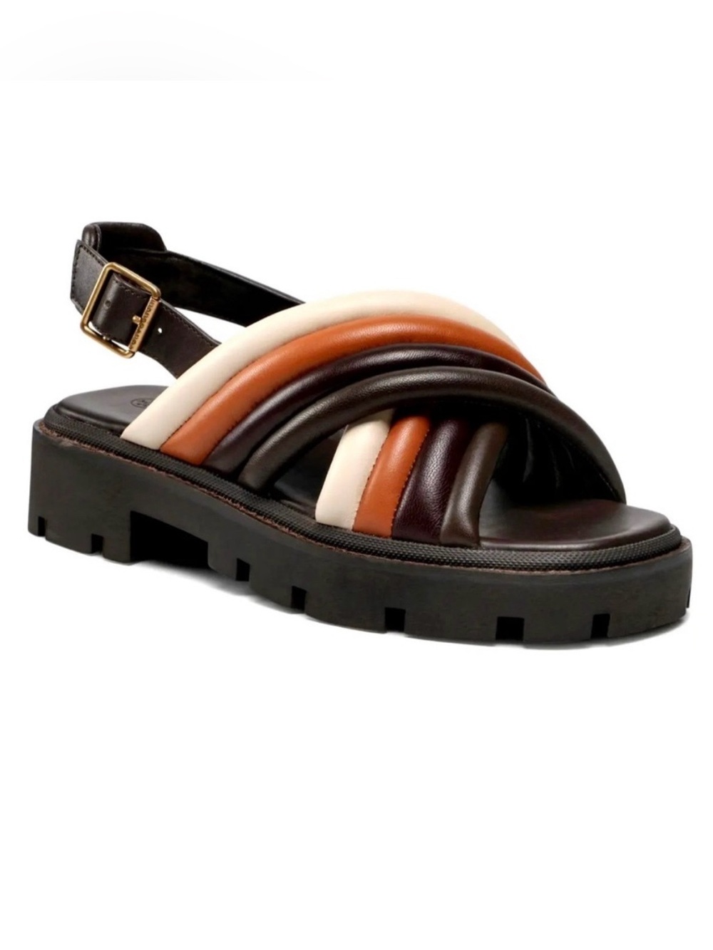 TORY BURCH LUG SOLE SLINGBACK SANDAL NAPPA LEATHER brown (Size 9.5) $378 retail